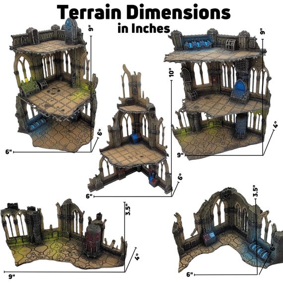 AliKids Modular Terrain Ruin Für Warhammer 40k – Kompatibel Mit 10E & WTC, HIPS-Spritzguss (2er Pack)