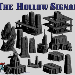 Sci-Fi Terrain Set Vharaq Null Wargaming Buildings | The Hollow Signal 3D Printed Scenery for 40k, Stargrave, Necromunda