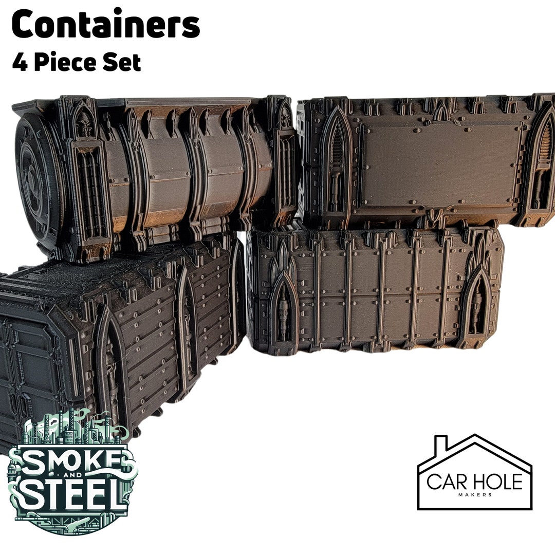 Containers 4 Piece Set, Tabletop Terrain Gothic Sci-fi Scatter Smoke ...