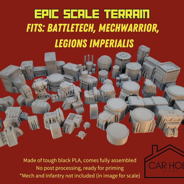 EPIC Wargame Terrain : Biome de la zone industrielle. Paysages à une échelle de 6 mm à 8 mm. Silos à carburant Turbines Générateurs Centrales électriques Stations relais