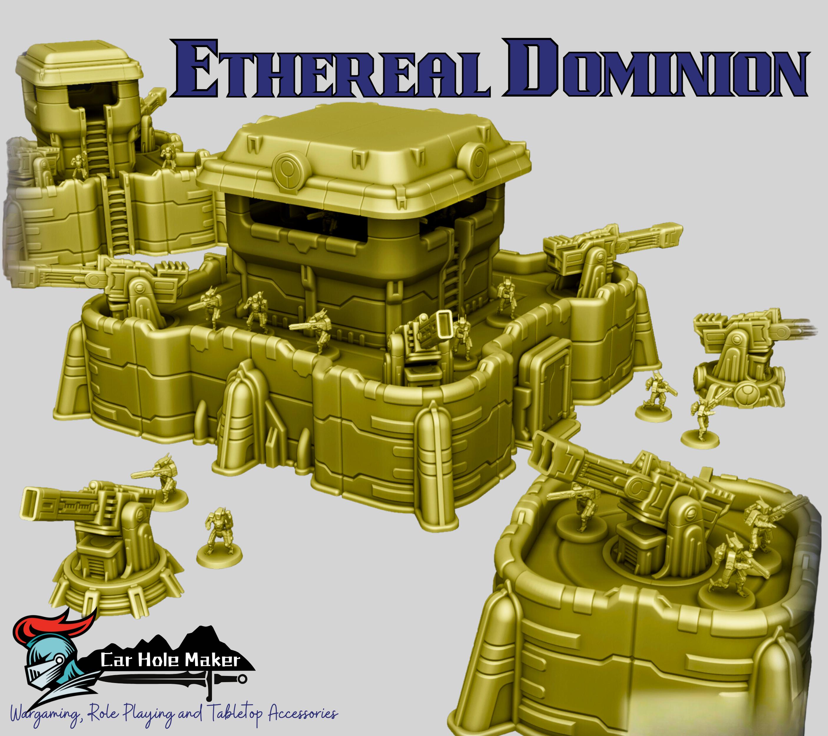 Zestaw terenu Ethereal Dominion – modułowe budynki do gier wojennych Sci-Fi w skali 28–32 mm do bitew stołowych