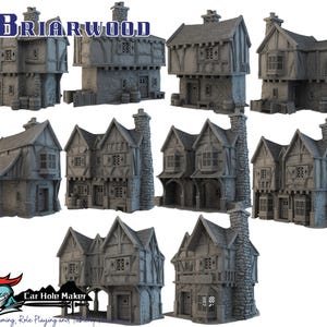 Teren średniowiecznej wioski fantasy | Budynki RPG drukowane w 3D | Sceneria gry stołowej DnD | Zestaw modułowego miasta | Serce targu Briarwood