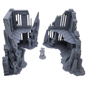 Alien Flora Ruined Corner Set 3 - Tabletop Terrain for Wargames, 3D Printed, 28mm Scale