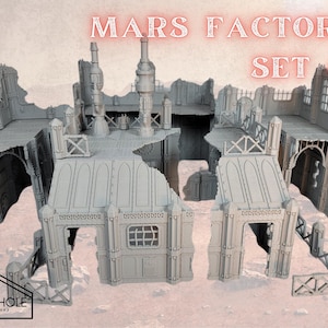 Industrial Ruins Set 3: Mars Factory Sci-Fi Wargaming Terrain Series - 28mm Scale Buildings & Scatter Terrain for Tabletop Games