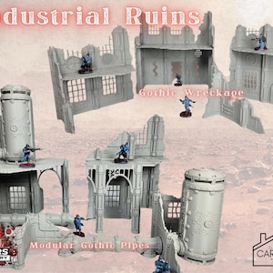 Industrial Ruins Set 1: Mars Factory Wargaming Terrain Series Patrol Sci-Fi Tabletop Terrain Set 40k 28mm Scale Building & Scatter Terrain