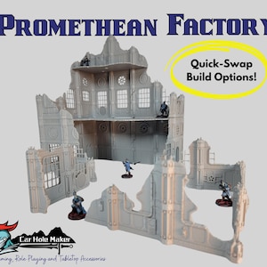 Promethean Factory: Wargaming Terrain Industrial Series Sci-Fi Tabletop Terrain Set 40k 28mm Scale Building & Scatter Terrain