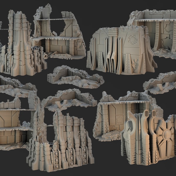 Unearth Eternity: Undying robot legion tabletop terrain. Corner ruins, Competitive Layouts, Comes assembled and ready to paint. 3d Printed