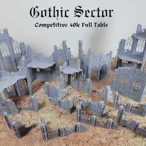 Gothic Sector Terrain Set. Enough Terrain for competitive tournament 2000 point game of 40k. 28mm Scale Building & Scatter Terrain