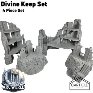 Divine Keep Set: Wargaming Terrain Ruins Fits Legion Sci-Fi Tabletop Terrain Set 40k 28mm Scale Building & Scatter Arc World