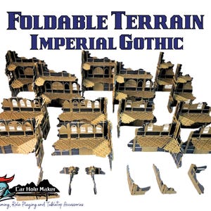 Foldable Wargaming Terrain Set - 3D Printed Modular Ruins for 28mm Tabletop, GW Terrain for Matched Play Preassembled Kit