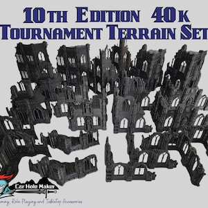 10th Edition Tournament Terrain Set – Modular Gothic Ruins for Competitive 28mm-32mm Sci-Fi Wargames & Grand Battles