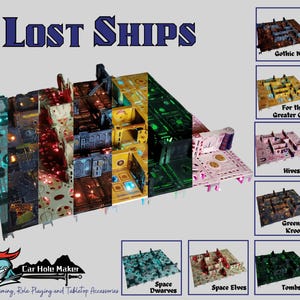 Conjunto de tabuleiro modular de ficção científica Lost Ships – Terreno de corredor de nave estelar para ação de Kill Team e embarque (28 mm–32 mm)