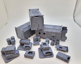WARGAME CONTAINERS and CRATES, Tabletop Terrain Gothic Sci-Fi Scatter Imperial Sector, Rpg & Wargame Scenery