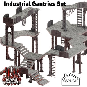 Industrial Gantries Set: Mars Factory Wargaming Terrain Series Patrol Sci-Fi Tabletop Terrain Set 40k 28mm Scale Building & Scatter Terrain