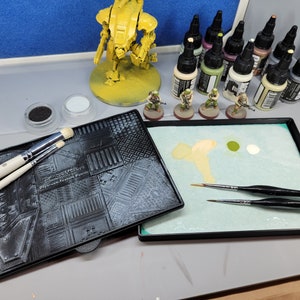 Dry Brush Palette and Wet Palette Combo used for dry brushing 40k miniatures, slap chop speed painting or painting large vehicles and tanks