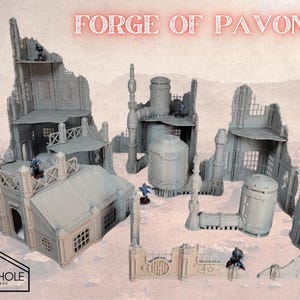 Forge of Pavonis: Mars Factory Sci-Fi Wargaming Terrain Set - 28mm Scale Buildings & Scatter Terrain for Tabletop Games