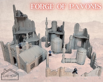 Forge of Pavonis: Mars Factory Sci-Fi Wargaming Terrain Set - 28mm Scale Buildings & Scatter Terrain for Tabletop Games