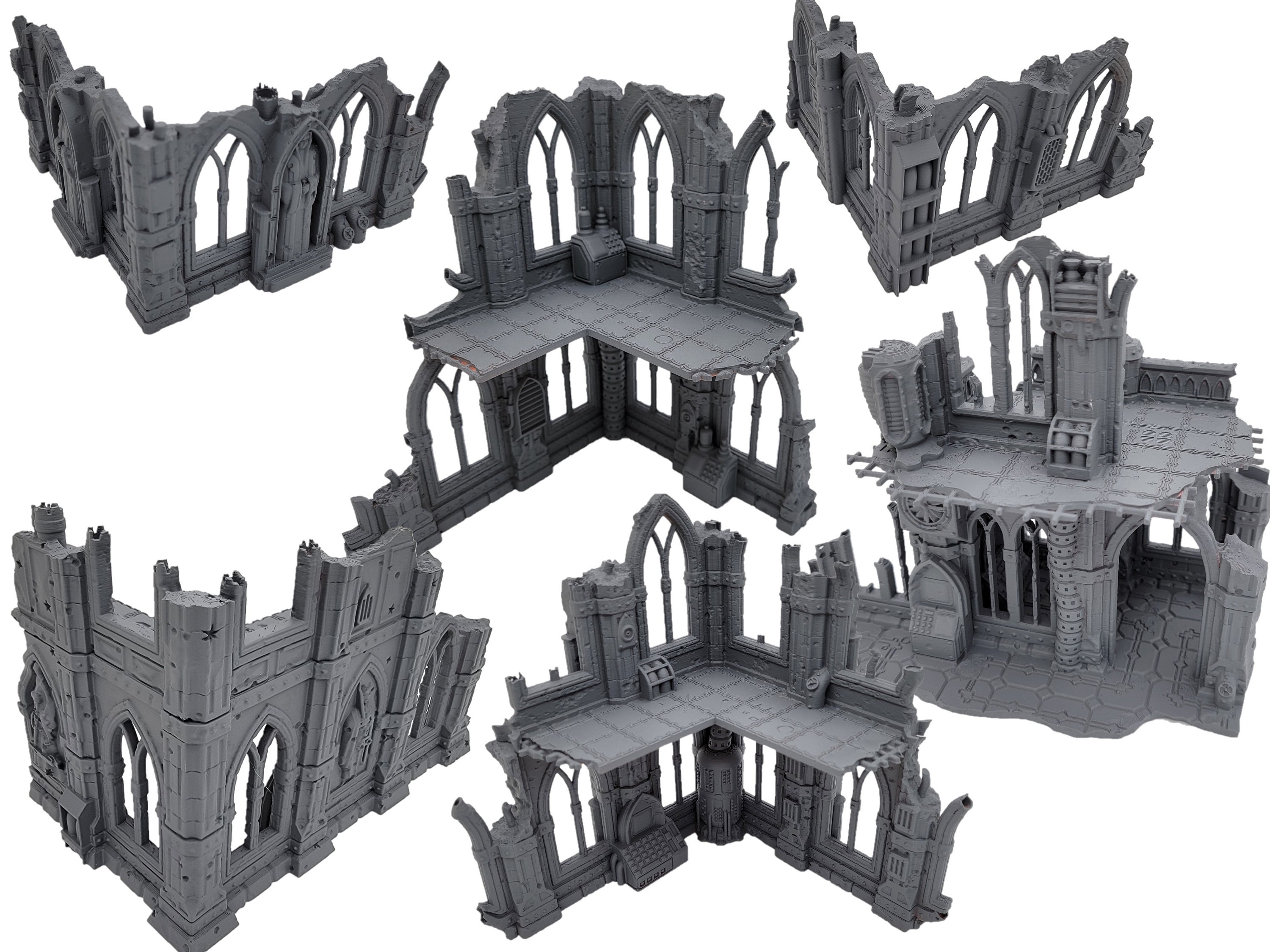 Tabletop Terrain / Warhammer 40k Ruined Building Set Of 5