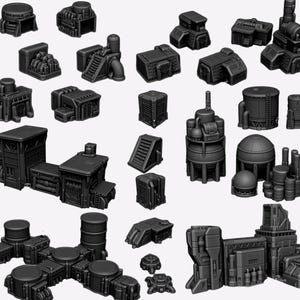 6mm to 8mm Epic Scale Sci-Fi Wargaming Terrain – Industrial Zone Set | Scenery with Silos, Generators, Turbines, and Power Relays