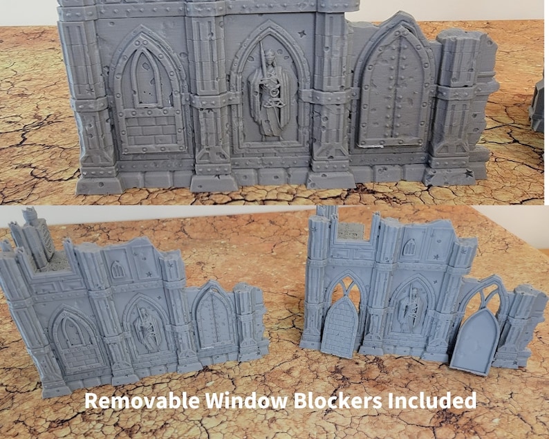 10th Edition 40k Tournament Terrain Set, 3dPrinted Wargame Terrain 28mm Scale Buildings in Ruins, Imperialis Sci fi Gothic Wargaming Scenery image 4