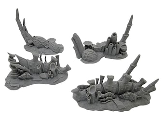Alien Flora Barricade Set - Tabletop Terrain for Wargames, 3D Printed, 28mm Scale