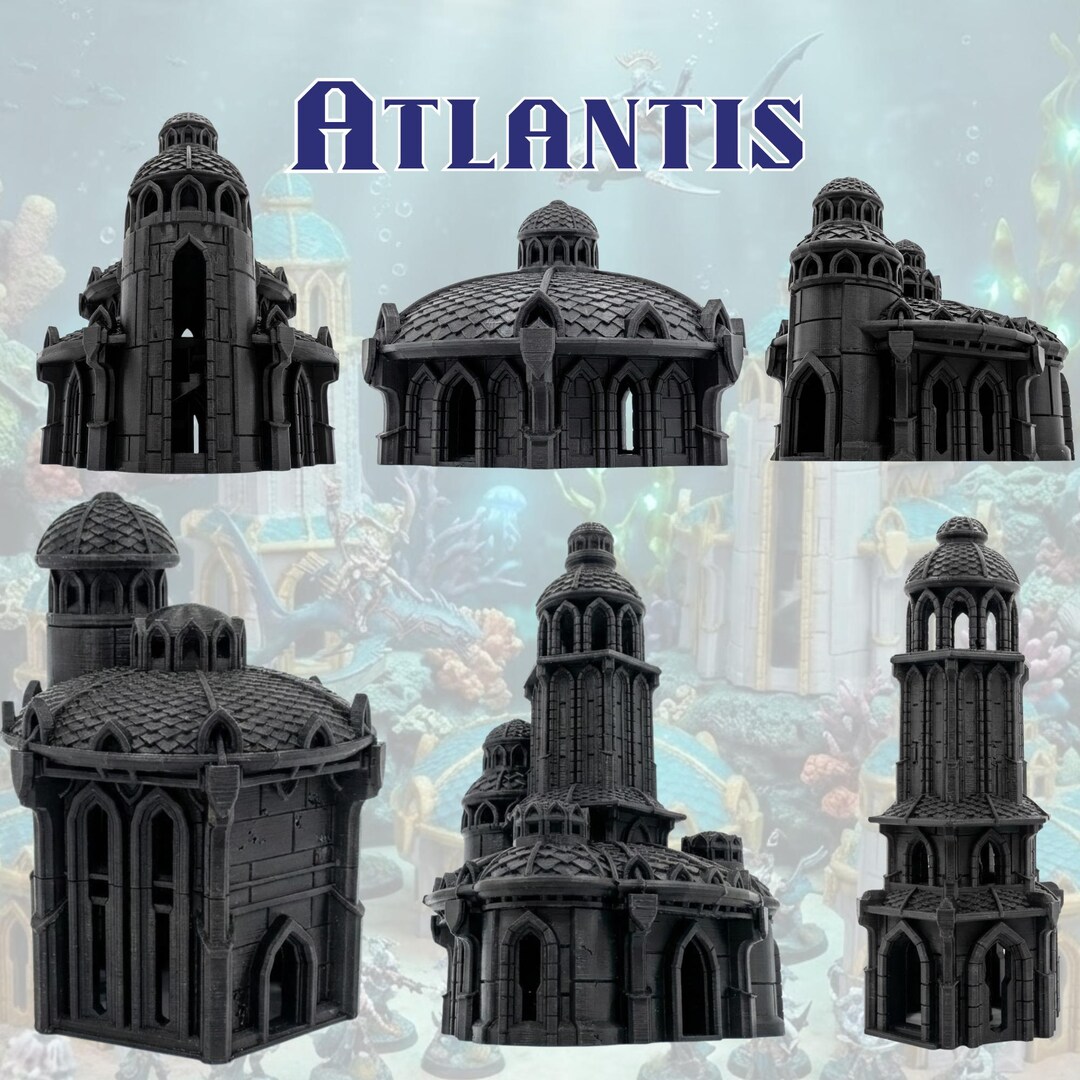 Atlantis Terrain Set, Underwater Ruins Buildings & Towers, 28mm Fantasy ...