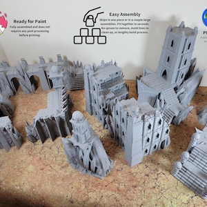Ithyria Choas Fortress World Terrain Fits 40k 28mm Scale Miniatures Large Fortress Tall Corner Ruins Fortified Walls Bridges Scatter Terrain
