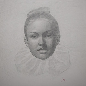 Elizabeth— original drawing for fine art collection, young woman looking ahead, graphite, realism, modern art, one of a kind gifts