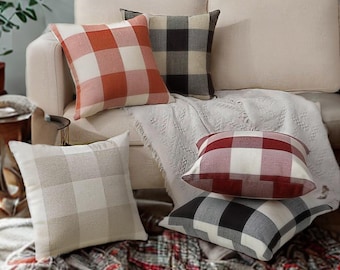 2 Piece Buffalo Check Pillow Covers, Farmhouse, Home Decor, Fall Decor, Plaid, Harvest, Buffalo Check, Autumn, Front Porch,