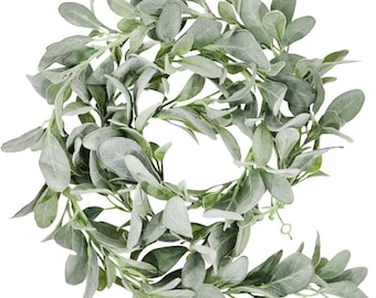 Lamb&#39;s Ear Garland, Table Runner, Wreath, Wedding Foliage, Autumn Decoration, Greenery, Home Accents, Farmhouse Style, Artificial.