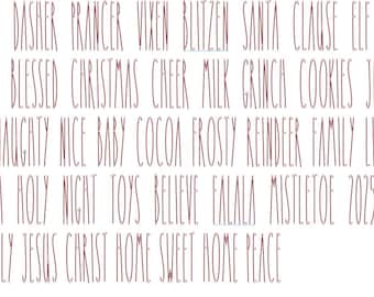 60 Christmas Word Decals, Rae Dunn DIY Christmas Ornament Decals, Stickers, Christmas Tree Decor, Farmhouse Decor, Personalized Gifts.