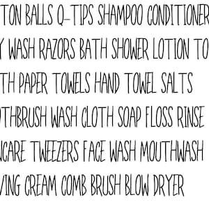 Bathroom labels, stickers, DIY projects, arts and crafts, farmhouse decor, home decor, container labels, and decals to organize your space.
