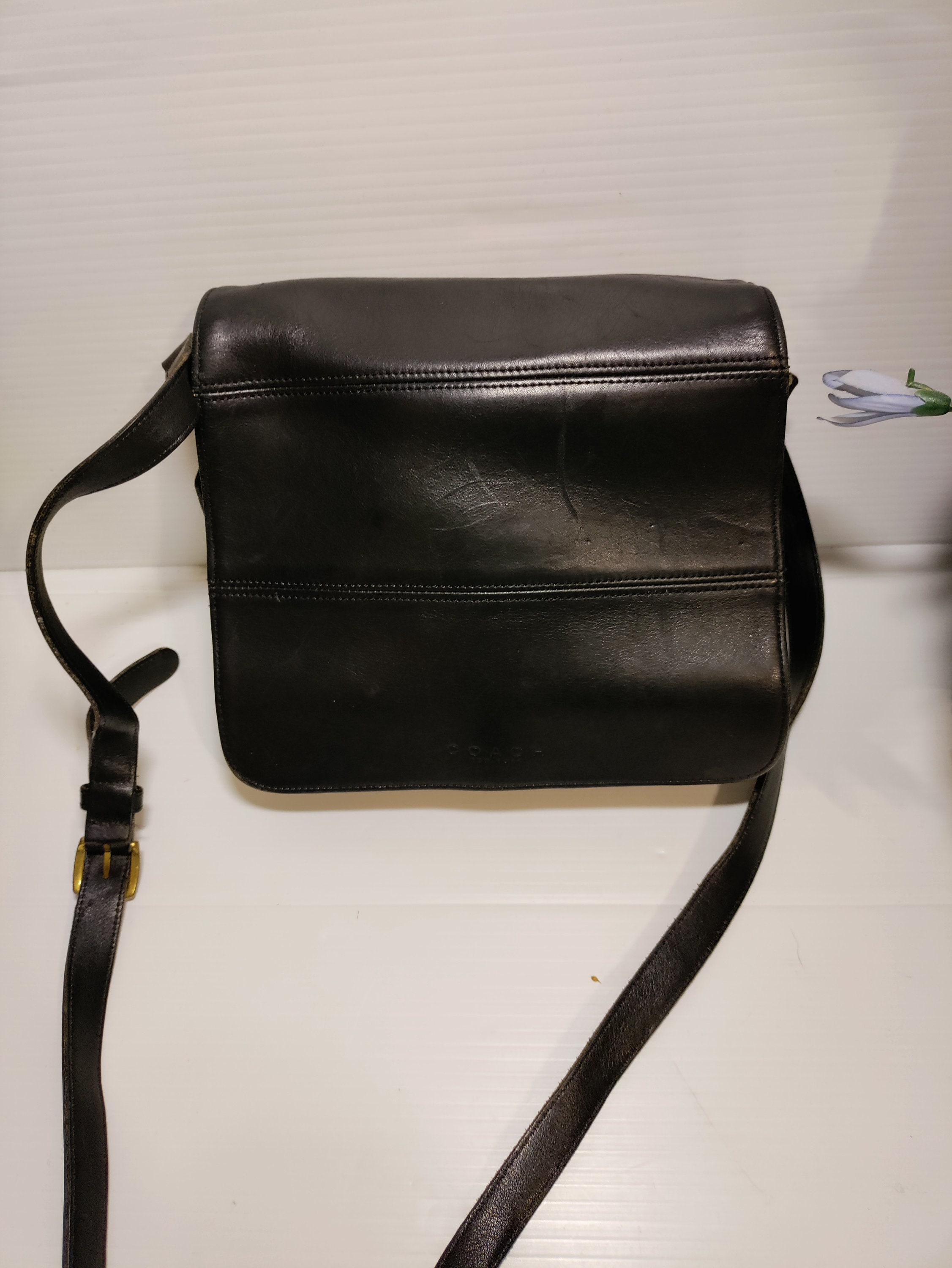 VINTAGE COACH 9092 Tribeca Stitch Flap Black Leather - Etsy VINTAGE COACH 9092 Tribeca Stitch Flap Black Leather - Etsy