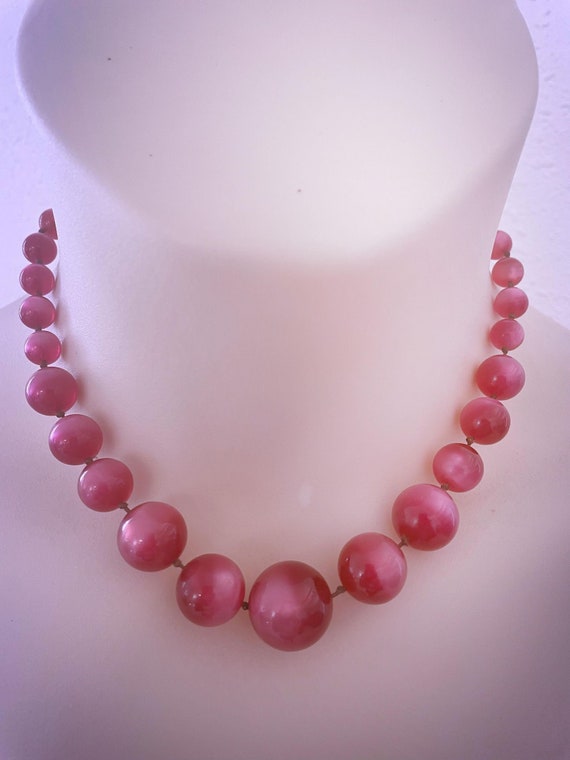 Raspberry Moon glow lucite chocker necklace and ea