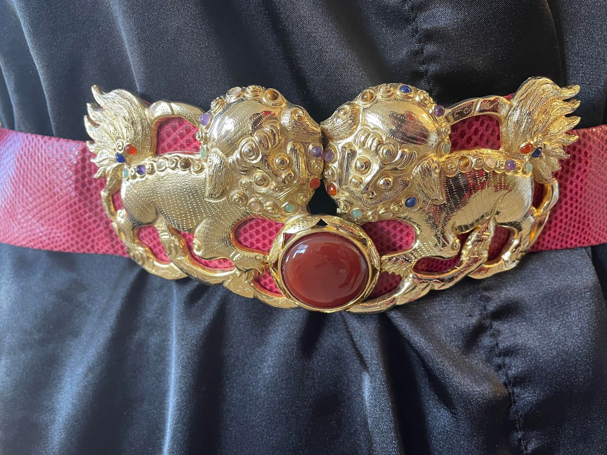 Judith Leiber Vintage Couture Red Snakeskin Leather Belt - Etsy