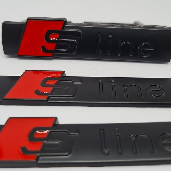 S Line Badges Emblems Matte Black Kit Rear and Sides 1 Grill 2 Stickers for Audi A3 A4 A5 A6 A8 TT Q7