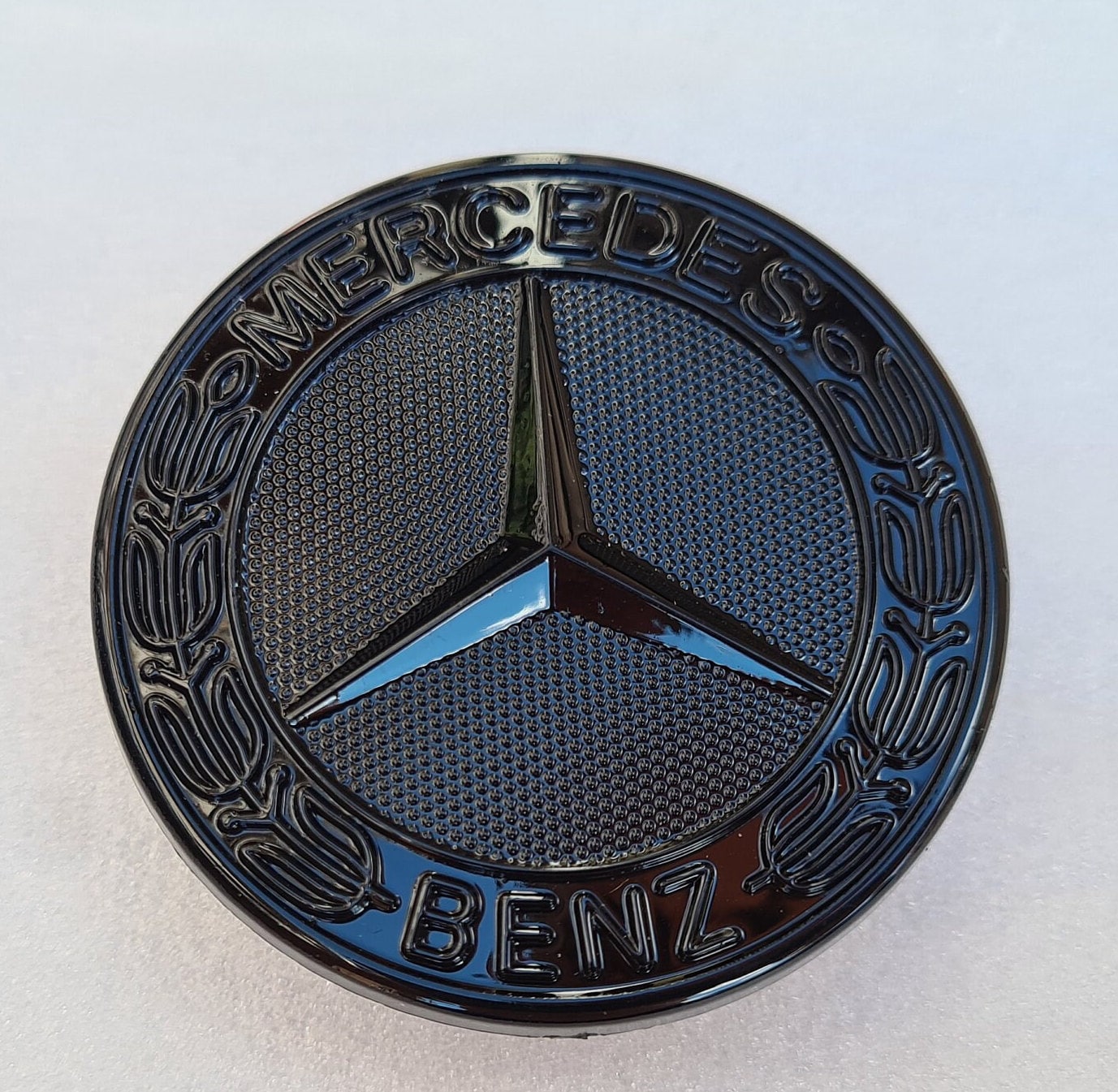 Mercedes Benz Blue & Silver Flat Front Hood Emblem AMG Badge Logo LAUREL  OEM