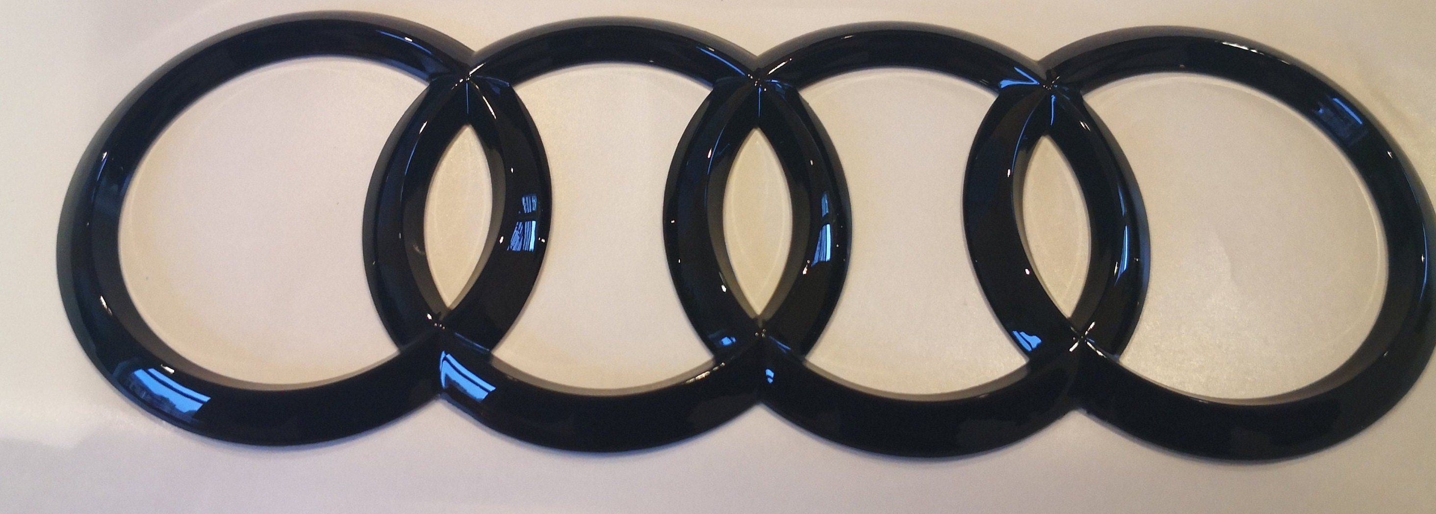 Audi Gloss Black Rear Boot Badge Rings Logo Emblem 192x68mm Fits