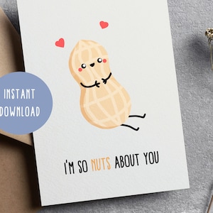 Ich bin so verrückt nach dir, süße Liebeskarte, Valentinstagskarte für ihn ihr, Liebeskarten Download, druckbare Digital