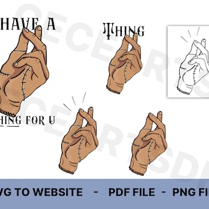 9 x Wednesday Addams Thing Hand Snap Fingers Vector PNG PDF SVG Digital Download for Printable Iphone Samsung Smartphone Wallpaper Icon Logo