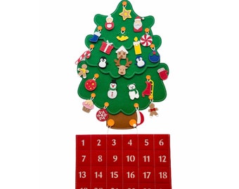Handmade Felt Christmas Tree Advent Calendar, Kids Christmas Gift