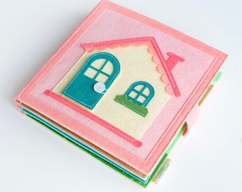 Poppenhuis rustig boek, druk boek, vilt druk boek, Montessori druk boek, activiteitsleerboek, rustig boek voor 2 3 4 5 jaar