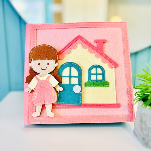 Dollhouse Quiet Book, Handmade Felt Busy Book, Pretend Play, Dollhouse Toy, Dollhouse Fabric