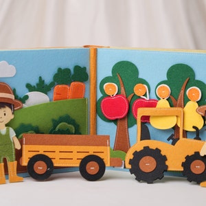 USA, Farm Quiet Book, Busy Book, Felt busy book, Montessori busy book, Activity learning book, gift for kids, Quiet book for 2 3 4 5 years image 3