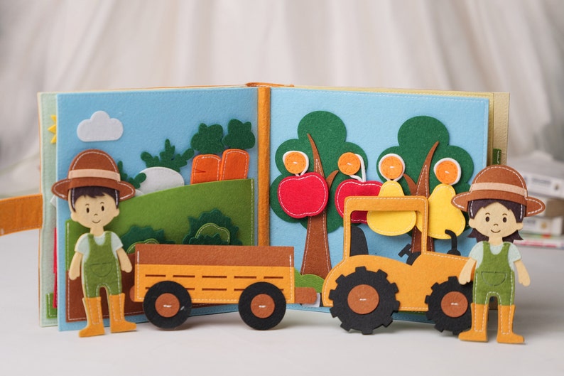 USA, Farm Quiet Book, Busy Book, Felt busy book, Montessori busy book, Activity learning book, gift for kids, Quiet book for 2 3 4 5 years image 3