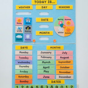 Handmade Felt Learning Calendar, Preschool Interactive Wall Hanging