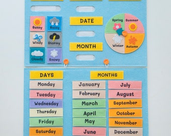 USA, My First Calendar, All About Today Calendar, Felt Learning Board,  Interactive Calendar, Early Learning Preschool Wall Hanging