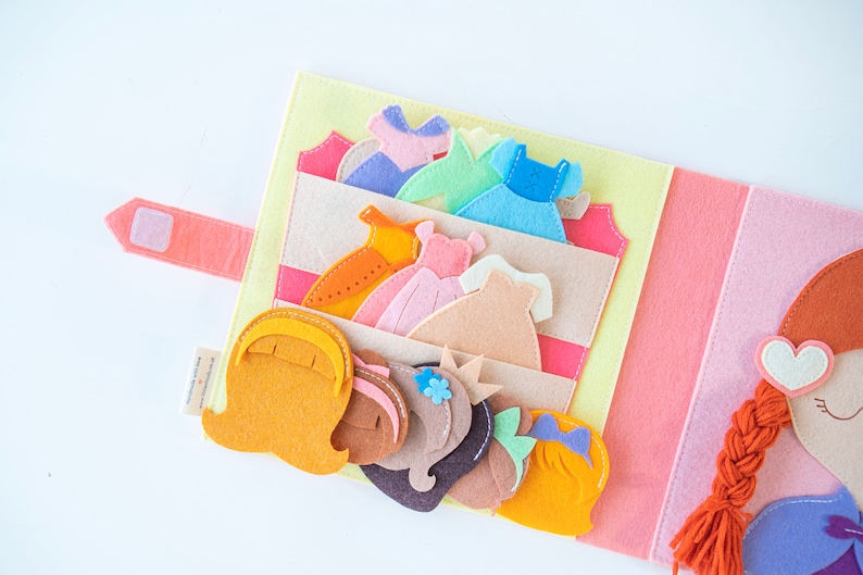 UK, Princess Dressing room Quiet Book, Felt busy book, Montessori busy book, Felt doll image 3