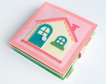 UK - Doll House Educational Quiet Book- Montessori busy book- Activity book learning for kids- Felt book for toddlers - Preschool Busy Book