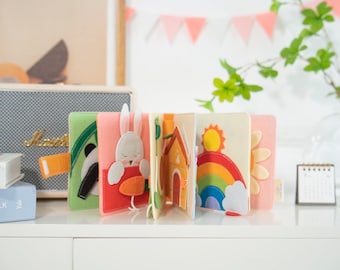 Stil boek voor baby&#39;s en peuters, Happy Quiet Book, montessoriboek, boek met viltdruk, verjaardagscadeau voor 1 jaar oud